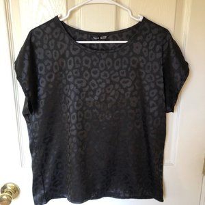 Women's SHEIN Dolman Sleeve Leopard Jacquard Satin Top